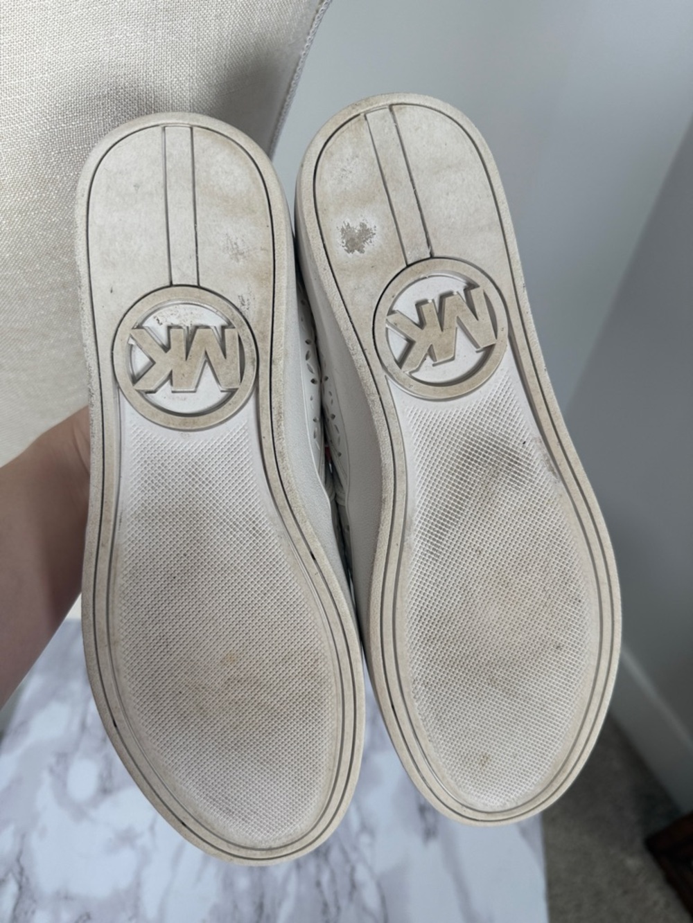 MICHAEL Michael Kors White Perforated Slip-On Clogs with Silver Heel - Picture 8 of 8